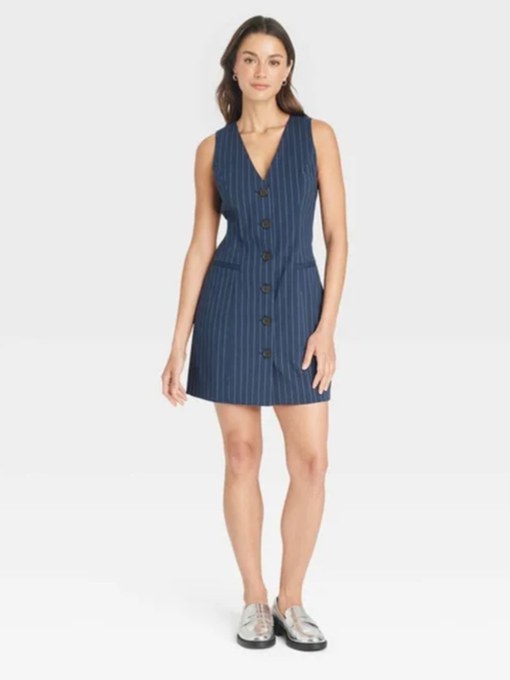 A New Day Navy Pinstripe Dress
